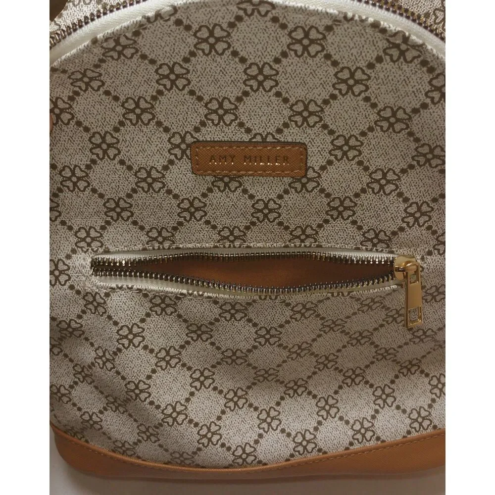 Amy Miller Backpack Wallet Set Cream Tan Floral Monogram Y2K 2 Piece Purse